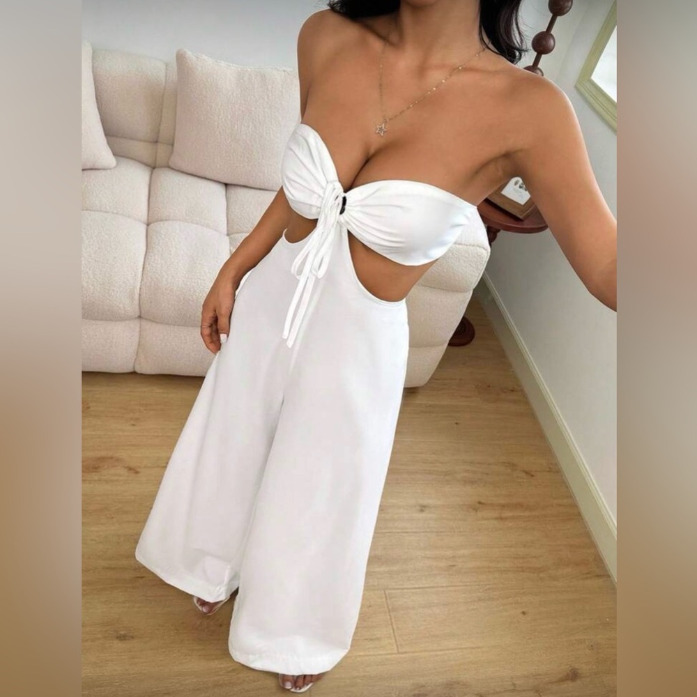 NWOT SHEIN White Strapless Jumpsuit - Picture 4 of 7